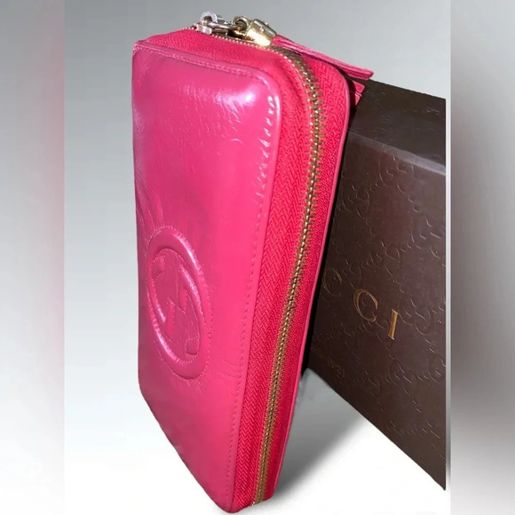 SOLD!!! Stunning Gucci Soho Zip Around Pink Leather Wallet COA and Original Box - Picture 12 of 16